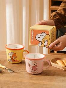 1pc Snoopy Cartoon Ceramic Mug, 340ml Cute Coffee Cup, Multi-Color Optional, Microwave , Perfect For Breakfast Milk, Office & Home Use, Great Gift For Peanuts Fans - Multicolor - View 2
