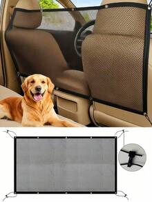 1 pièce Filet de barrière pour animaux de compagnie noir avec crochets réglables, filet de séparation multifonctionnel pour voiture convenant aux VUS, berlines et camions, idéal pour la couverture de siège de voiture pour animaux de compagnie/barrière pour animaux de compagnie pour Halloween ou Noël - 1 pièce - View 1