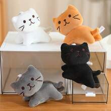 可爱极简猫咪毛绒玩具，柔软填充小猫玩偶，黑色、白色、橙色和灰色可爱毛绒玩具，送给爱猫人士的礼物 - 彩色 - 查看 7