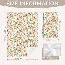2pcs Watercolor Vegetable & Fruit Illustration, Chili Pepper, Tomato, "Welcome To Our Kitchen" Printed Kitchen Towels, Dish Towels, Hand Towels, Dish Cloths, 15.75*23.62in(40*60cm), Polyester Microfiber Material, Modern Soft Absorbent Cloths, Kitchen Accessories, Machine Washable, Suitable For Dining Room, Kitchen, Bathroom, Home Decor, Gifts, All Seasons - Multicolor - View 3