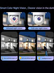 Easy Installation, 3MP WiFi Home Security Camera, DIY Voice Auto Alarm, 5X Zoom, Two-Way Audio, Motion Detection, Full-Color Night Vision, IP66 Waterproof, Cloud & SD Card Storage, 2.4G WiFi, USB Power, Indoor/Outdoor Use - Warm White - View 7