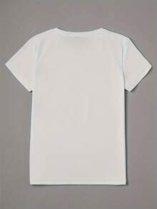 Camiseta de manga corta para mujer, con estampado de corazones a la moda, cuello redondo, estilo casual, para primavera-verano. - Blanco - Ver 2