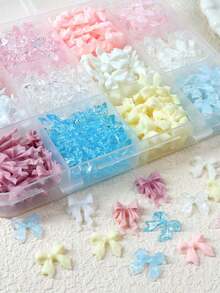 1个可爱粉色、白色、蓝色3D蝴蝶结美甲装饰,多款式蝴蝶结春夏美甲装饰,卡哇伊美甲配件,Y2K浪漫简约蝴蝶结美甲用品,适合DIY女性美甲沙龙设计 - 彩色 - 查看 3