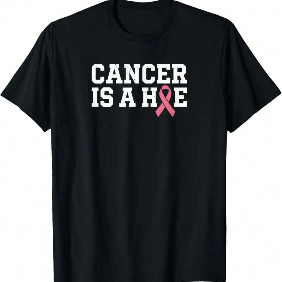 Cancer Is A Hoess Funny Quotes Sarcastic Adult Humor Graphic T-Shirt - Black - View 1