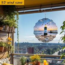 1个3D灯塔海鸥户外风车风铃,10英寸*10英寸耐用金属材质,带360°旋转挂钩,款式随机(不含吊坠) - 多色 - 查看 8