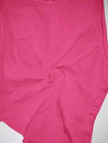 Camisa blanca de lino sin mangas, ajustada, con botones de nudo de bambú, estilo vintage para oficina - Rosa Fucsia - Ver 9