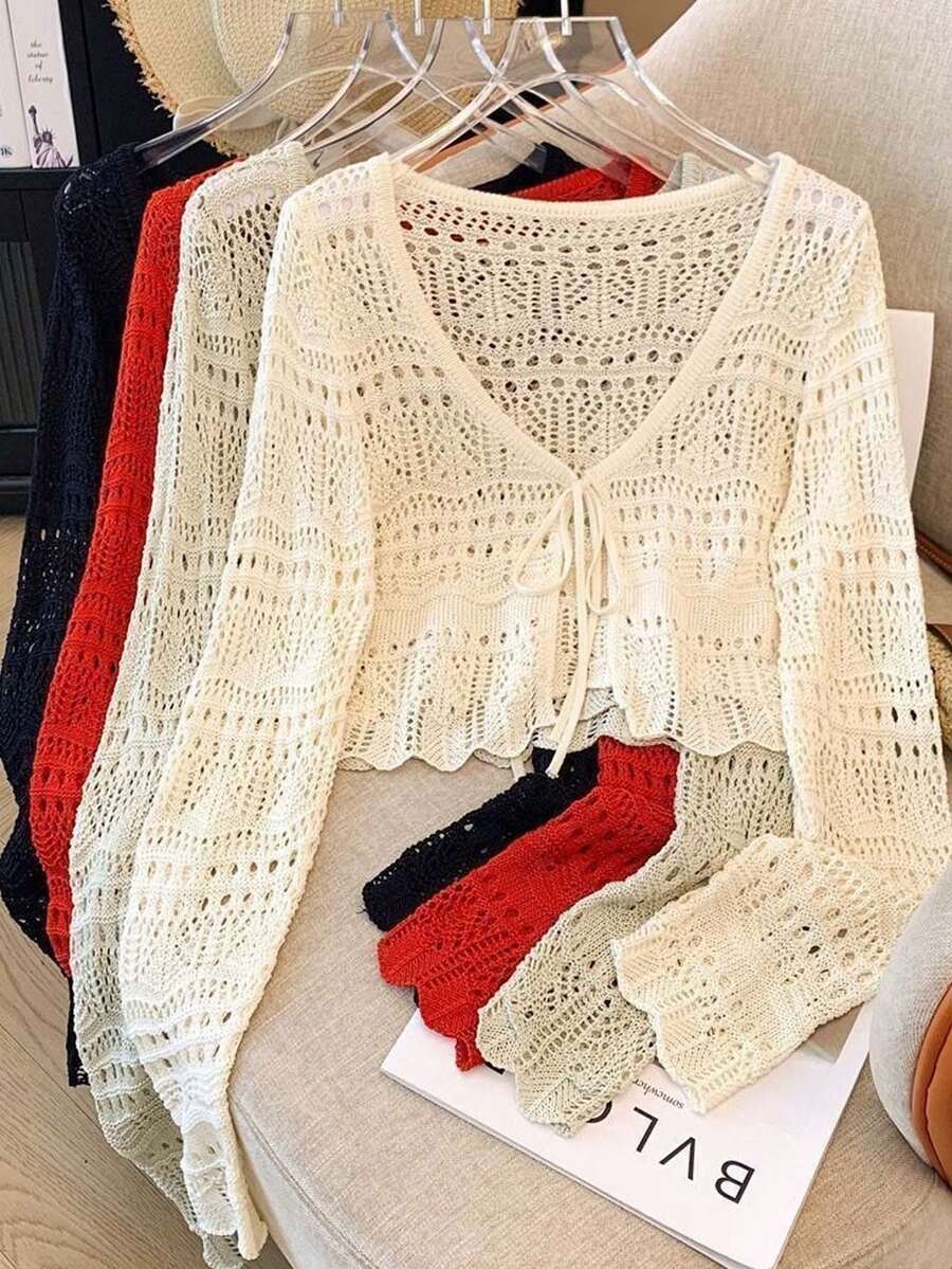 1 chiếc áo khoác nhẹ, kiểu bolero mỏng mùa hè, áo khoác tay dài che phủ váy. - Nhiều màu - Xem 1