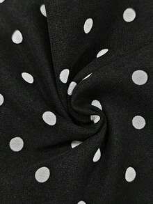 Blusa de gasa con estampado de lunares francés de moda para mujer, diseño elegante y elegante de manga corta con volantes para el verano - Negro 2 - Ver 3