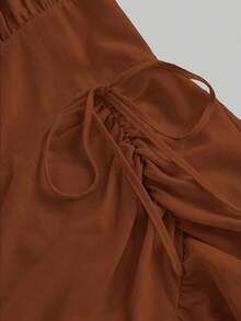 MOD Vestido de estilo vintage de palacio con volantes multicapa y diseño romántico en color albaricoque para mujer de talla grande - Café integral - Ver 3