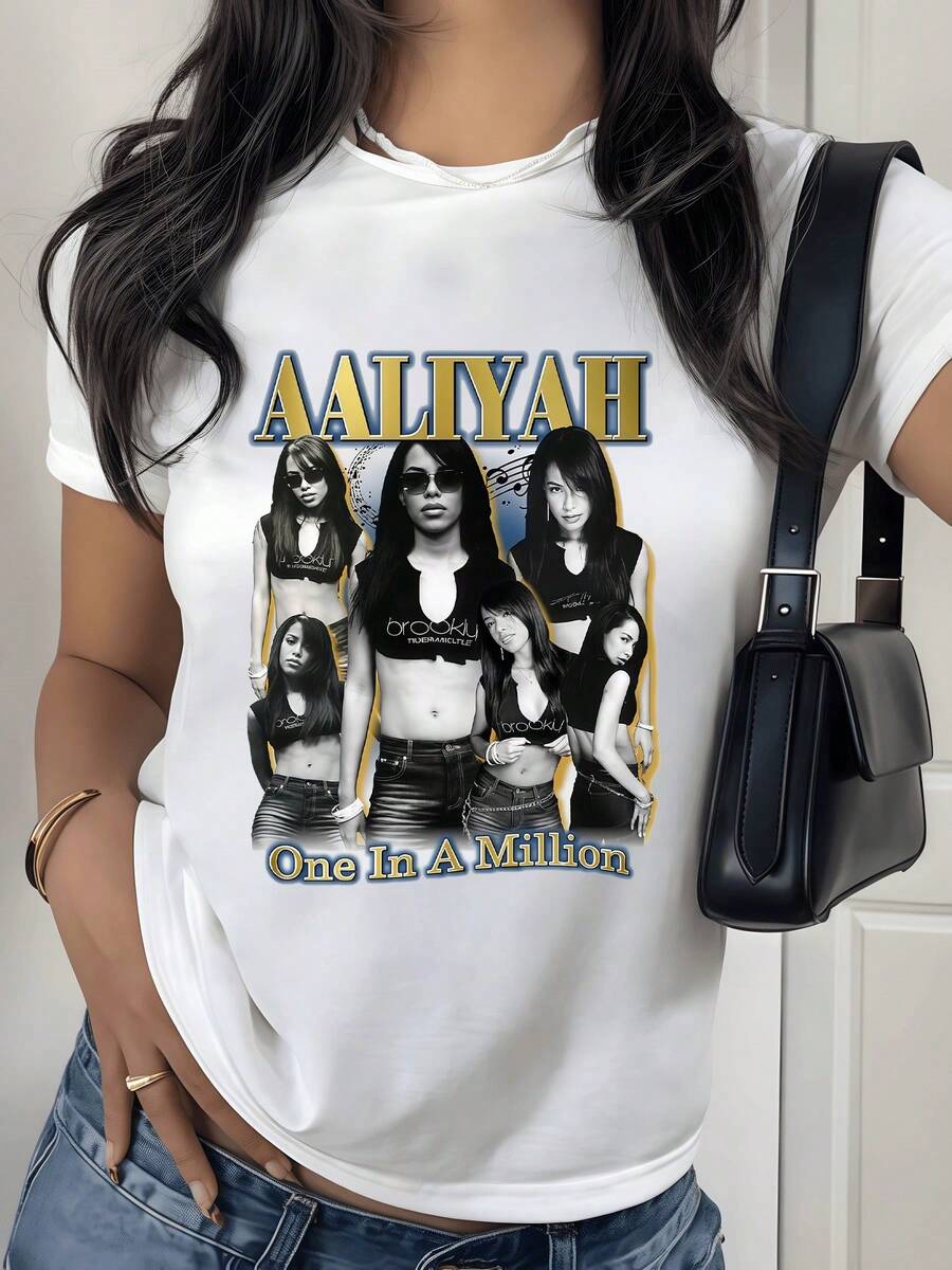 Artistic Image Of Women In Elegant Poses Symbolizing Confidence And Modern Energy With Graphic Details In Gold And White Tones Inspiring Female Empowerment. Attractive Casual Women's T-Shirt For Everyday Wear - 白色 - 查看 1