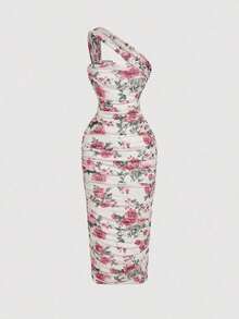 Vestido sin mangas con pliegues asimétricos de estilo vintage para mujer - Multicolor 3 - Ver 5