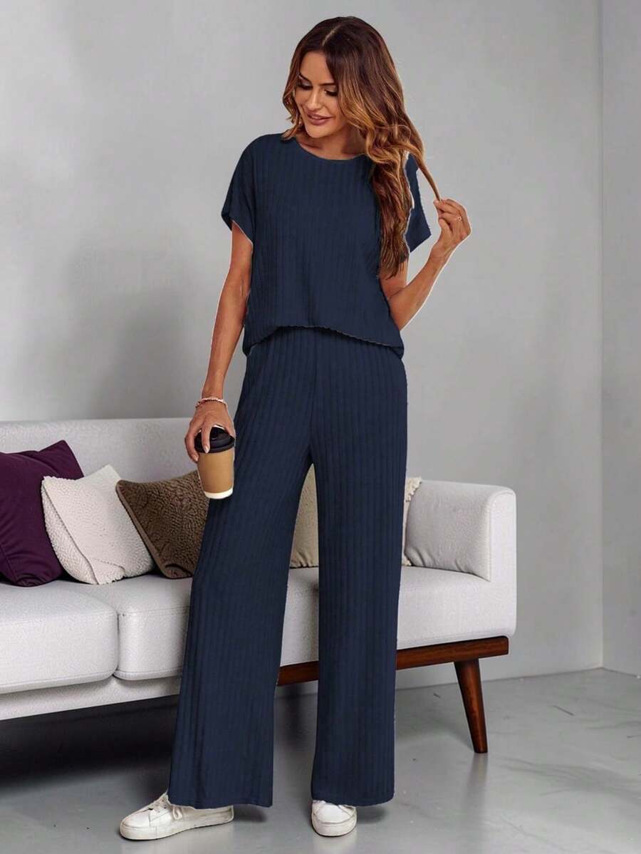 Conjunto Deportivo Mujer Comodo y Versatil Ideal Para Gym O Paseos En El Parque - Azul Marino - Ver 1
