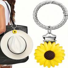 1pc Sunflower & Leaf Shape Multifunctional Clip, Fashionable Braided Wreath Keychain, Versatile Accessory For Bag, Hat Accessories Keychains Teacher Gift Birthday Gift Charms Key Chain Bag Charm - Multicolor - View 4