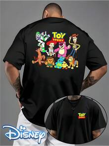 DISNEY Men's Toy Story T-Shirt - Officially Licensed Woody & Buzz Lightyear Tee With All Characters Print, Round Neck Short-Sleeve Shirt Suitable For Casual Wear, Machine Washable For, Nostalgic Gift For Fans - 黑色 - 查看 1
