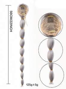 Coleta trenzada larga con moños - Coleta de mujer - Coleta sintética negra rizada y voluminosa al estilo africano con cordón - Peluca de coleta sintética de 22 pulgadas perfecta para festivales de música y fiestas de Halloween - Multicolor - Ver 5