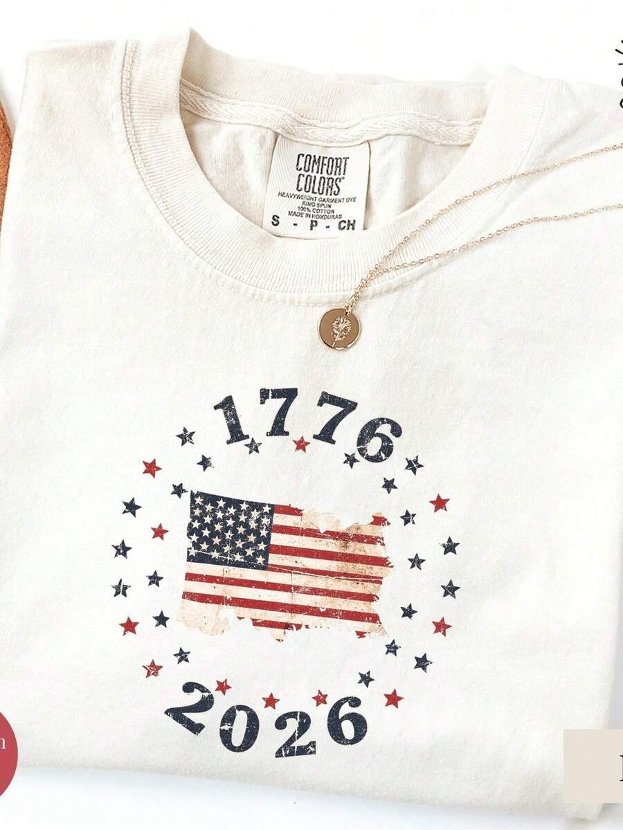 Camiseta Made in AM1erica, Sudadera con la bandera patriótica de EE. UU., Camiseta del 250 aniversario de AM1erica, Regalo patriótico, Camiseta del 4 de julio, Regalo del Día de la Independencia. Camiseta unisex de algodón puro de 220 g, peso ideal para todas las estaciones, adecuada para hombres y mujeres. Tejido duradero de alta calidad, suave al tacto y de larga duración. Parte superior transpirable. Adecuada para la primavera y el verano de las mujeres, vacaciones, Día de la Madre, Día de la Independencia. - Blanco - Ver 1