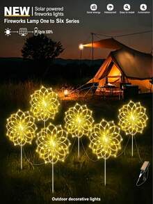 6串360LED/90LED太阳能路径灯,太阳能串灯,星形LED路径灯,太阳能烟花灯,太阳能花园草坪灯,8种照明模式,防水星光爆炸灯,适用于住宅车辆、露营、户外野餐和派对,可用于花园、露台、花园小径、庭院入口、别墅、秋季装饰、房屋装饰、住宅车辆、露营、户外野餐和派对、户外装饰、情人节装饰、道路、草坪区域 - 多色 - 查看 9