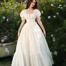 MOD Plus Size White Maxi Lace Ruffled Victorian Vintage Dress, Party Dress, Prom Dress, Exquisite Craftsmanship,Graduation Dress,Birthday Dresses For Women - Amarillo claro - Ver 7