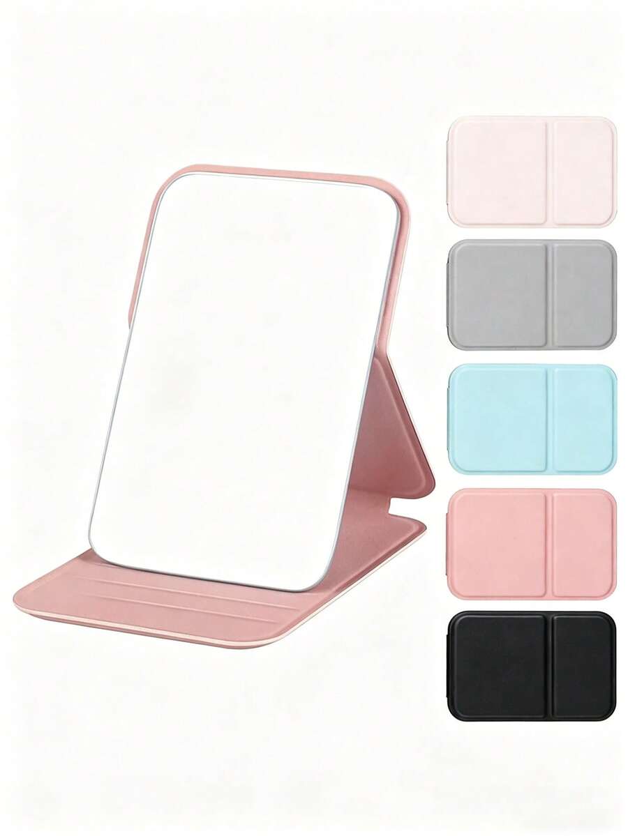 1/2 chiếc gương trang điểm gấp gọn cầm tay có chân đế, gương du lịch, phụ kiện làm đẹp, gương trang điểm để bàn hình chữ nhật tối giản, quà tặng cho phụ nữ/bé gái - Ngày của Mẹ, vật dụng cần thiết khi đi du lịch, kỳ nghỉ biển, đồ dùng học tập, túi đựng mỹ phẩm - Nhiều màu - Xem 1