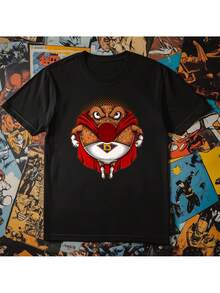 Men's Breathable Short Sleeve T-Shirt With Anime Donut Design - Fun Retro Street Style Manga Inspired T-Shirt Featuring Iconic Donut Character And Cape - Unisex Casual T-Shirt For Men And Women (Sizes S-3XL) - Breathable For All Seasons, Casual Summer Style, A Short Sleeve T-Shirt Suitable For Home, Daily Wear, Parties And Travel, Perfect As A Gift For Friends Or Family. - 黑色 - 查看 1