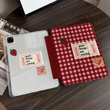 1 件装红色格子草莓印花双面保护平板电脑套，带笔槽，兼容 iPad 10.9/10.2/Air 第五代/Pro 11/10代/9.7/Air 2/（第七代）/（第八代）/Air 4/5/Pro 11 - 彩色 - 查看 8