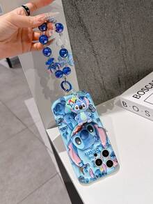 Disney Has Authorized, Phone Case - Chain Set, The Stitch Lilo & Stitch 3D Phone Case Plus A Silicone 3D Stitch Bracelet With Metallic Ring Removable Bracelet, Stitch And Angel Pattern, Compatible With Iphone17/16/15/14/13/12/11/XS/XR/X Plus Pro Max, A Stylish Cartoon Phone Case, The Perfect Gift Choice, Phone Protection, Durable Phone Cover, Great Gift For Friends And Family. - trắng - Xem 3