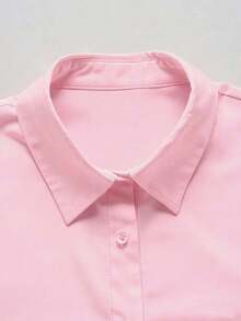Camisa de mujer casual de manga larga a rayas con un solo abotonado - Rosa Pálido - Ver 5
