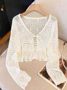 1 chiếc áo khoác nhẹ, kiểu bolero mỏng mùa hè, áo khoác tay dài che phủ váy. - Nhiều màu - Xem 5