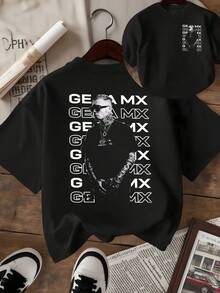 Figura artística urbana con efecto tipográfico GEAMX que representa confianza fuerza interior y actitud moderna perfecta para quienes buscan expresar identidad independiente camiseta de mujer estampada doble faz - Negro - Ver 8