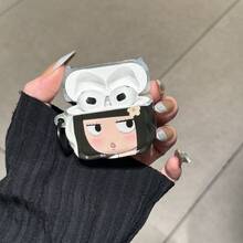 可愛卡通角色耳機保護套，附掛環，適用於 5、New Pro 3、Pro 2/Pro、Apple 4、Minimalist 3、1/2 代，女性用個性化耳機保護殼，春夏款，生日禮物／節日禮物 - 黑色 - 查看 4