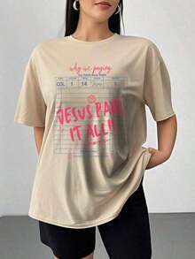 Estilo Oversize para Mujer, Jesús Lo Pagó Todo, Diseño de Camiseta Cristiana, Camiseta de Adoración, Camiseta Cristiana con Impresión Directa, Camiseta para Invitados, Camiseta de Regalo de Moda, Camiseta Oversize para Mujer, Perfecta para Fiestas Navideñas o para Regalar, Suave y Cómoda (Estilo dulce, estilo retro, unisex) - S - Ver 3