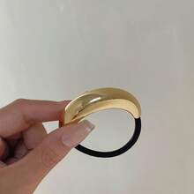 2 pezzi di anelli decorativi per capelli in metallo a forma di U di colore solido, fermagli per capelli curvi casual, elastici per capelli, elastici in gomma, code di cavallo, fascia per capelli personalizzata, fascia per capelli semplice, accessori per fascia per capelli scrunchie - Dorato - Visualizzare 8