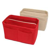 1 pieza Bolsa interior de fieltro de alta capacidad y multifuncional, extra grande/grande/mediana/pequeña, bolsa de maquillaje de gran capacidad, bolsa de fieltro, organizador minimalista desmontable - Rojo - Ver 4