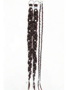 2 Packs 24 Inch Y2K Style Synthetic Braiding Hair Extensions With Silver Star Decor, Soft Colorful Festival Cosplay Party Hairstyle For Women & Girls - Multicolor - View 11