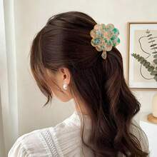 1pc Bohemian Lucky Four-Leaf Clover Hair Clip, Fresh Green Hair Claw, Brings Good Luck Summer Hair Accessories - Multicolor - View 4