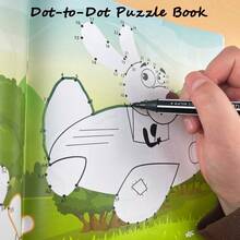 Kids Dot To Dot Connection Practice Book, Cute Character Number Linking Puzzle Pages, Early Learning Activity Book For Focus, Hand Eye Coordination And Fine Motor Practice - Multicolor - View 5