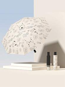 1pc Summer New Student Umbrella, Dual Use Rainproof & Windproof Automatic Folding Sunshade Umbrella - As Shown - View 15