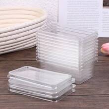10 Cajas Transparentes para Postres con Tapas, Contenedores de Plástico con Bisagras para Llevar, Cajas de Embalaje para Alimentos, Pasteles, Galletas, Ensaladas - Marrón - Ver 2