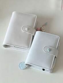 Carpeta M5 de hojas sueltas de colores, mini cuaderno, libro de pegatinas, carpeta M5 de cuero patentado, libro de almacenamiento de pegatinas, 1 ranura para recibos, 2 ranuras para tarjetas, 2 ventanas transparentes, adecuado para álbum de fotos, álbum hecho a mano, libro de pegatinas, útiles escolares - M5 - Ver 6