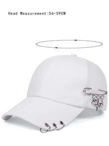 1 buah Topi Baseball Unisex dengan Cincin Logam, Topi Kasual yang Dapat Diatur untuk Aktivitas Luar Ruangan, Musim Semi & Musim Gugur - Putih - View 4