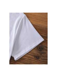 Women's T-Shirt With Cow Head Leaf Graphic Print, Casual Loose-Fitting Short-Sleeve Sports T-Shirt - 白色 - 查看 4