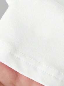 Camiseta casual de cuello redondo de manga corta y unicolor para mujer en verano - Blanco - Ver 3