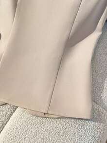 Camisa sin mangas de unicolor y estilo minimalista con botones para mujer - Albaricoque - Ver 4