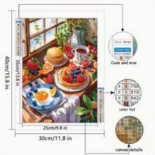 一套5D全钻圆形钻石画套装，食物主题，30*40厘米/11.8*15.8英寸，适合初学者，可作为马赛克艺术手工材料，装饰客厅或办公室，也是感恩节、新年、复活节的绝佳礼物。 - 查看 3