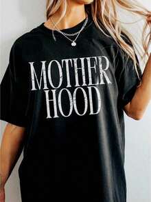 100% cotton Camiseta de Mamá, Camiseta de Maternidad, Camiseta con Estampado Gráfico Oversize para Mamá, Camiseta de Maternidad, Camisetas Divertidas con Estampados Gráficos para Mujer, Cuello Redondo, Camisetas Casuales Holgadas - Negro - Ver 7