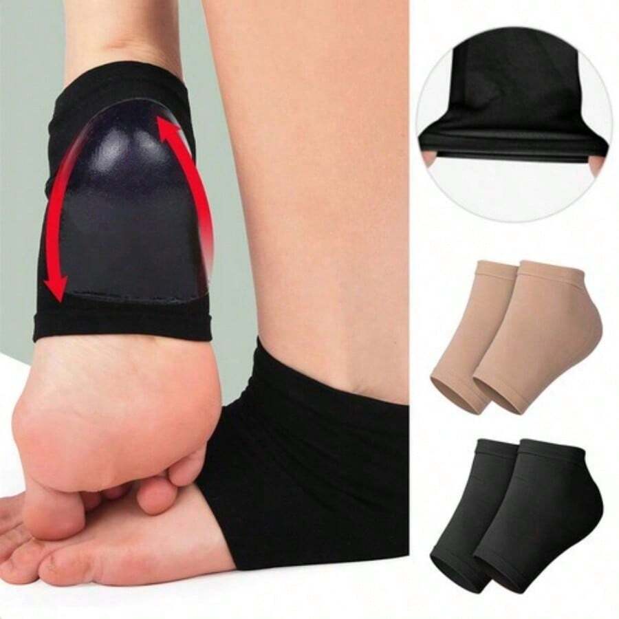 1 Pair Unisex Breathable Silicone Heel Sleeve, Suitable For Running, Cycling, Daily Wear, Ankle Support - Multicolor - View 1