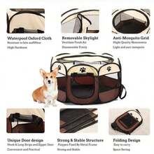 1pc Foldable Portable Pet Fence, Breathable Printed Pet Bed, Pet Whelping Box, Suitable For Large, Medium, Small Dogs, Cats, Rabbits Exercise, Indoor And Outdoor Use Pet Tent - Multicolor - View 6