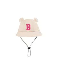 1 pieza Sombrero ajustable y transpirable para niños, con 26 letras personalizadas, color rosa, sombrero de cubo para protección solar en la playa, adecuado para actividades al aire libre, uso diario y como regalo de cumpleaños para niñas pequeñas y bebés - Beige 2 - Ver 6
