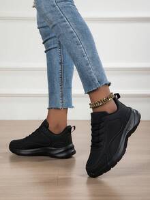 Neue Damen-Sneaker in Großen Größen, Lässig, Leicht und Bequem, Komplett Schwarz, Arbeitsschuhe, Herren-Sneaker, Laufschuhe, Arbeitsschuhe für Catering und Küche am Labor Day - Schwarz - Übersicht 3