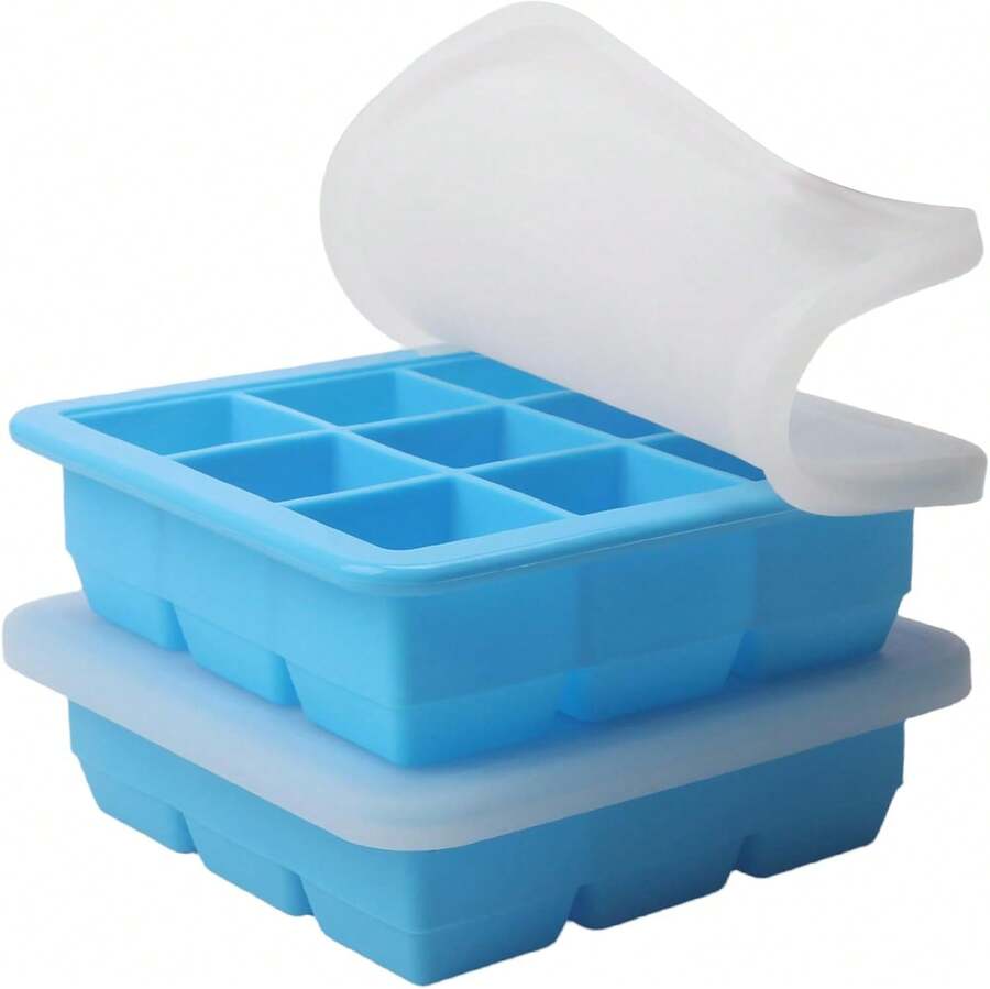 2 Tbsp Silicone Freezer Molds - Perfect For Storing Garlic, Herbs, Ginger, Pesto, Tomato Paste, Lemon Juice,Vegetable Purees,Purees And More - Silicone Food Freezer Tray (Blue 2 Pack) - Red and White - View 1